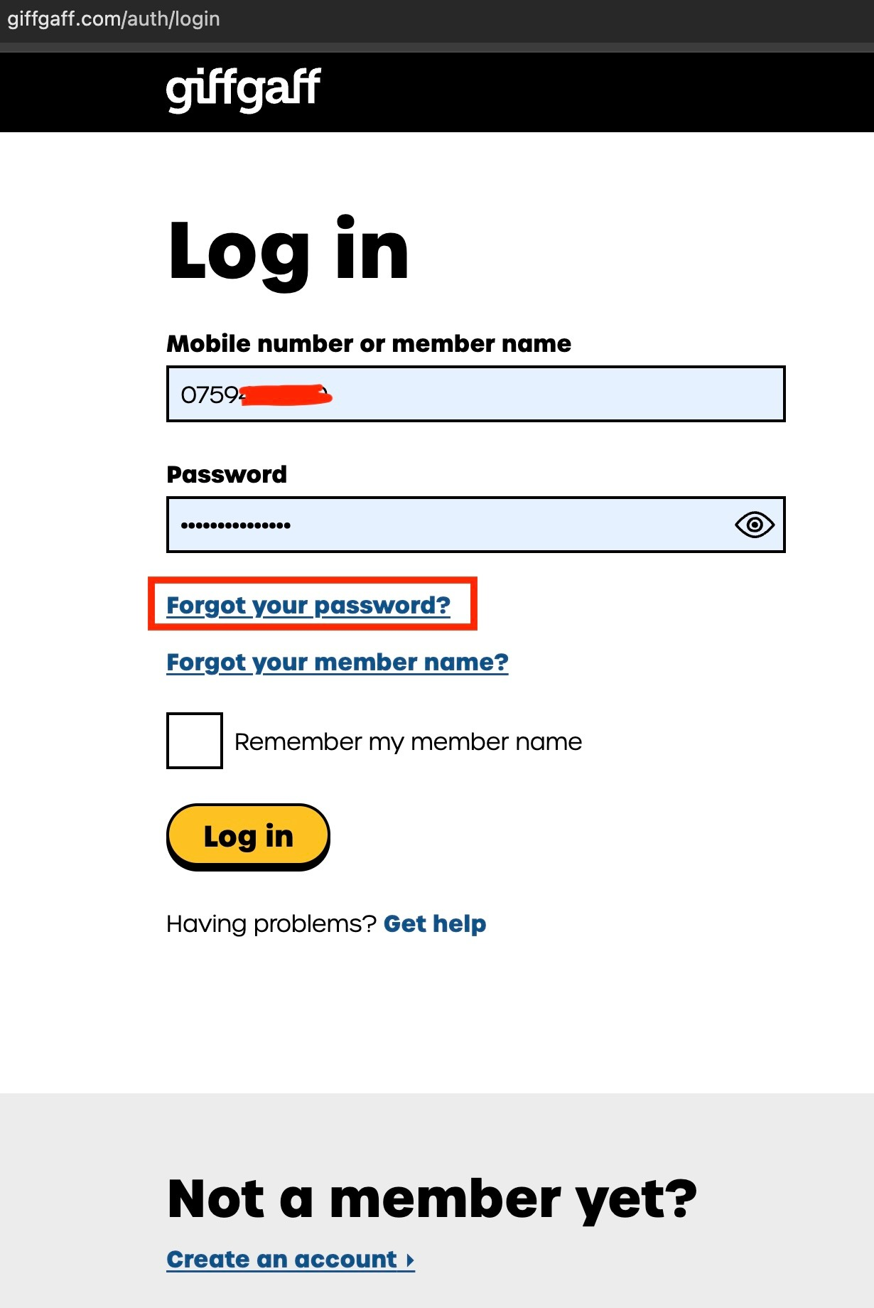 Giffgaff 修改密码(预付卡用户必看)