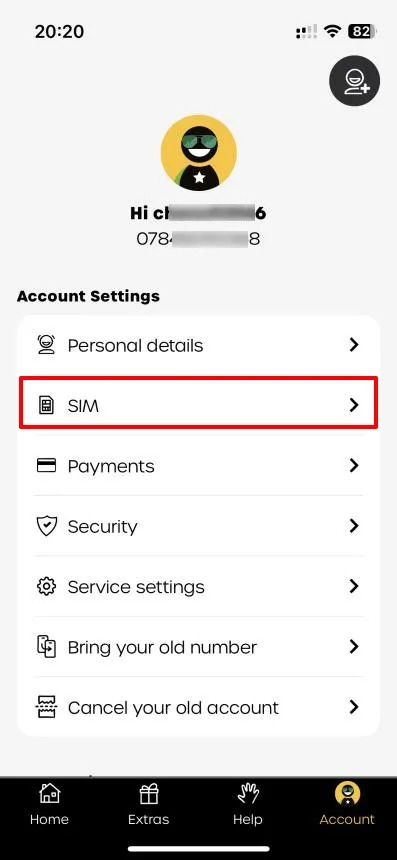 Account SIM 设置